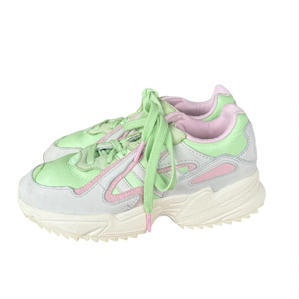 ADIDAS TORISON YUNG-96 CHASM MINT GREEN LEATHER LOW WOMEN'S TRAINERS SIZE 6